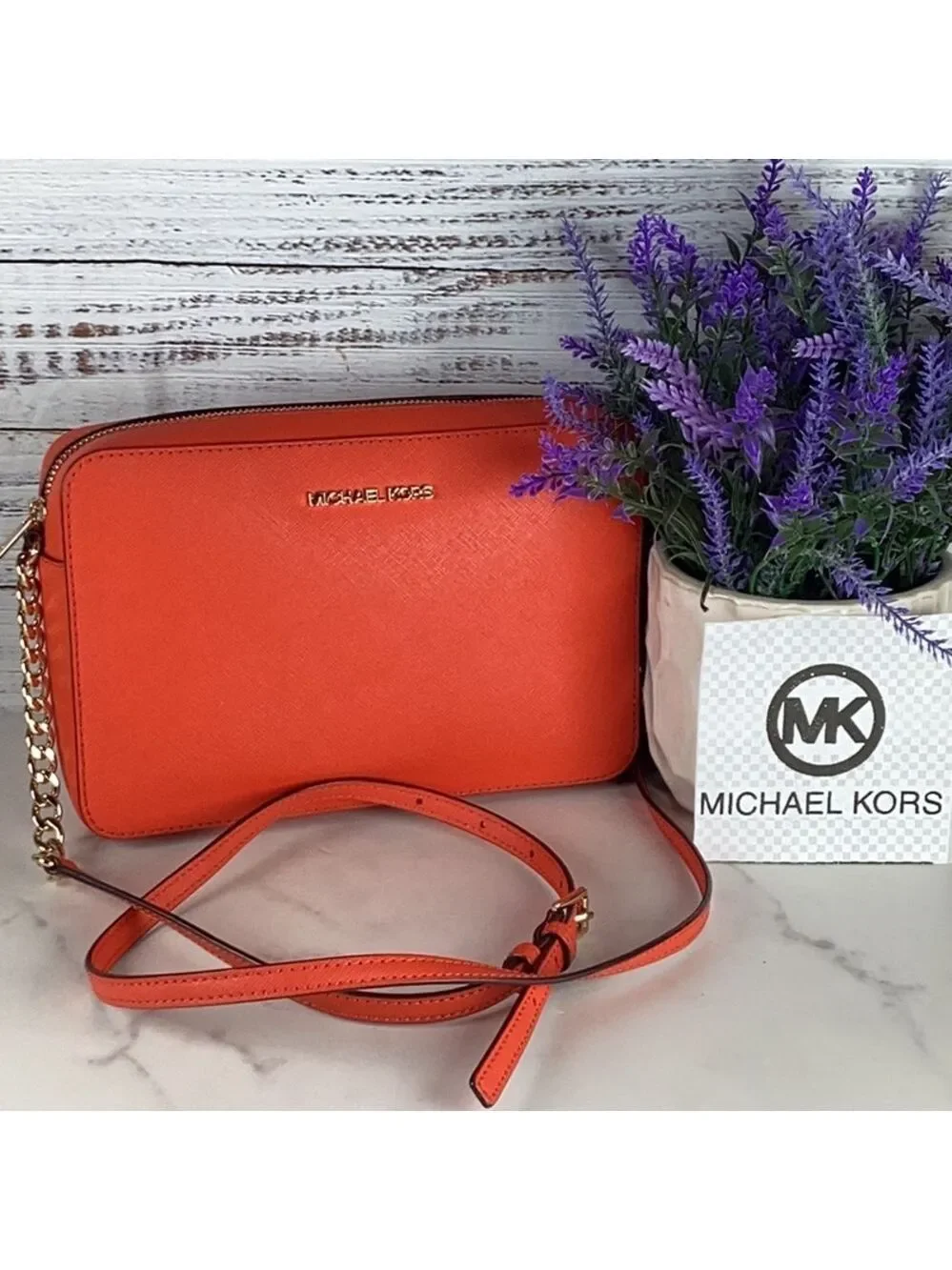 Michael Kors crossbody bag red orange summer small purse GUC‎